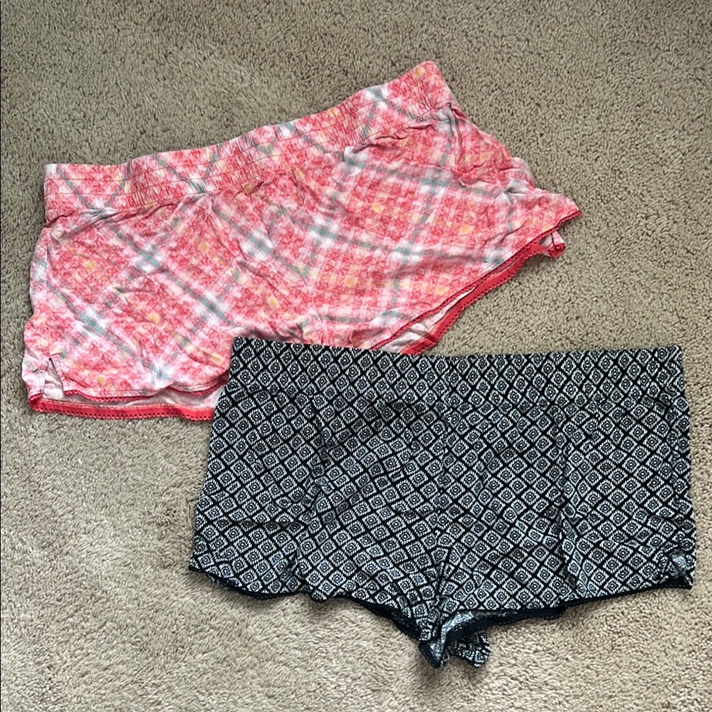 Pink Plaid and Black Patterned Sleep Shorts